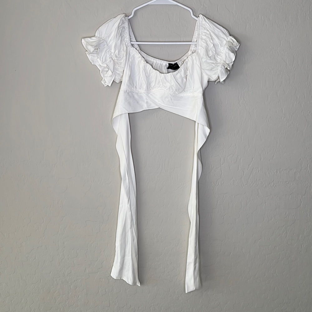White fox tie crop top size XS